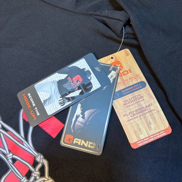 And1 Black Hoodie with Red and Gray Design - Picture 8 of 14